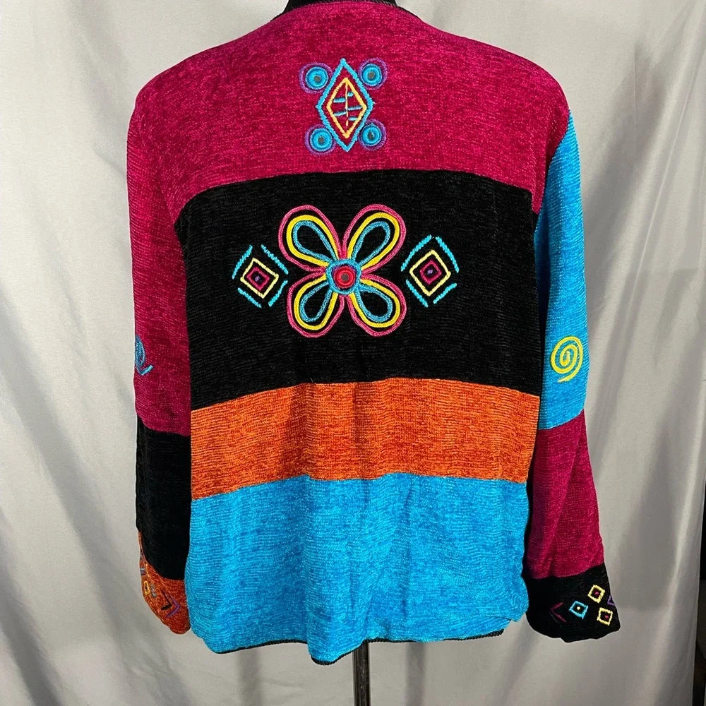 Allure Boutique Vintage Women's Novelty Art Wear Button Front Bold Sweater Sz L - Picture 2 of 10